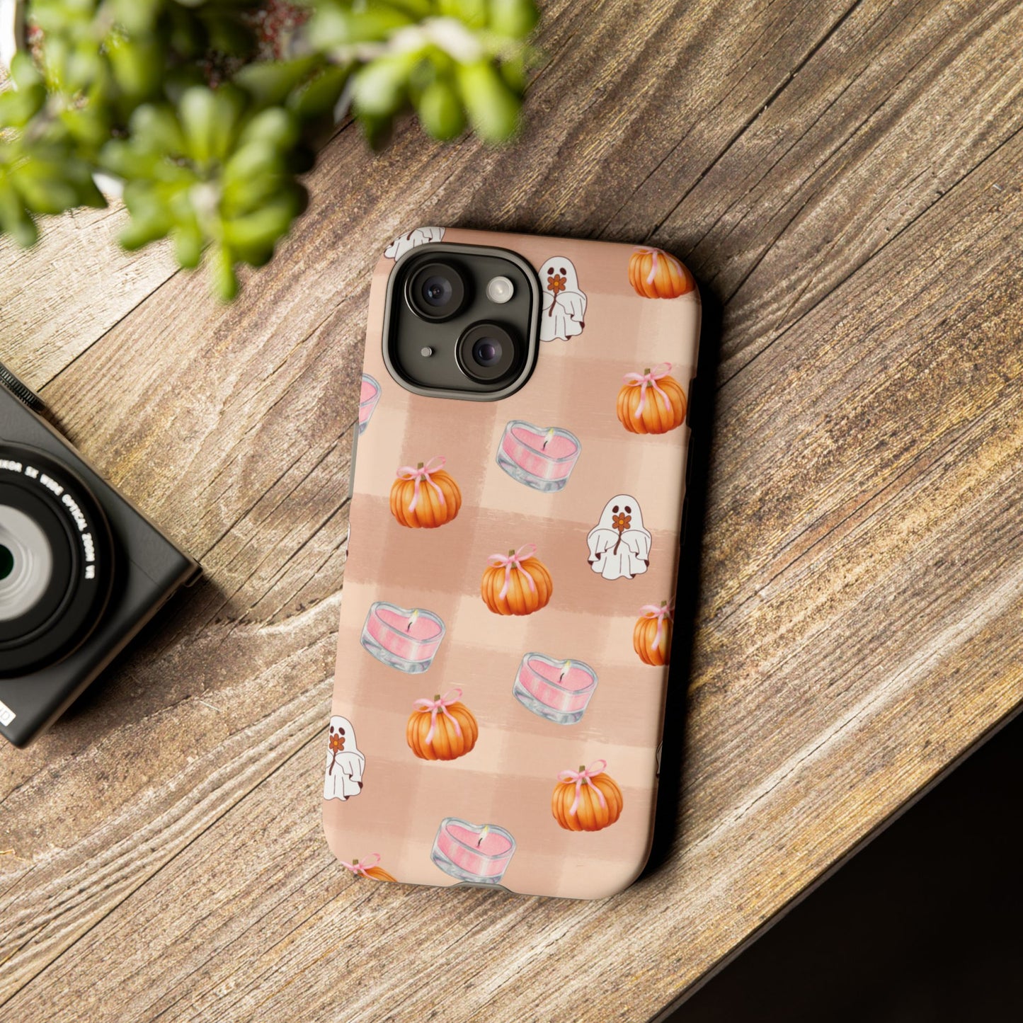Cute Halloween Phone Case, Tough Cases, Fall Aesthetic Cover, Ghost Pumpkin Design, Spooky Season Accessory