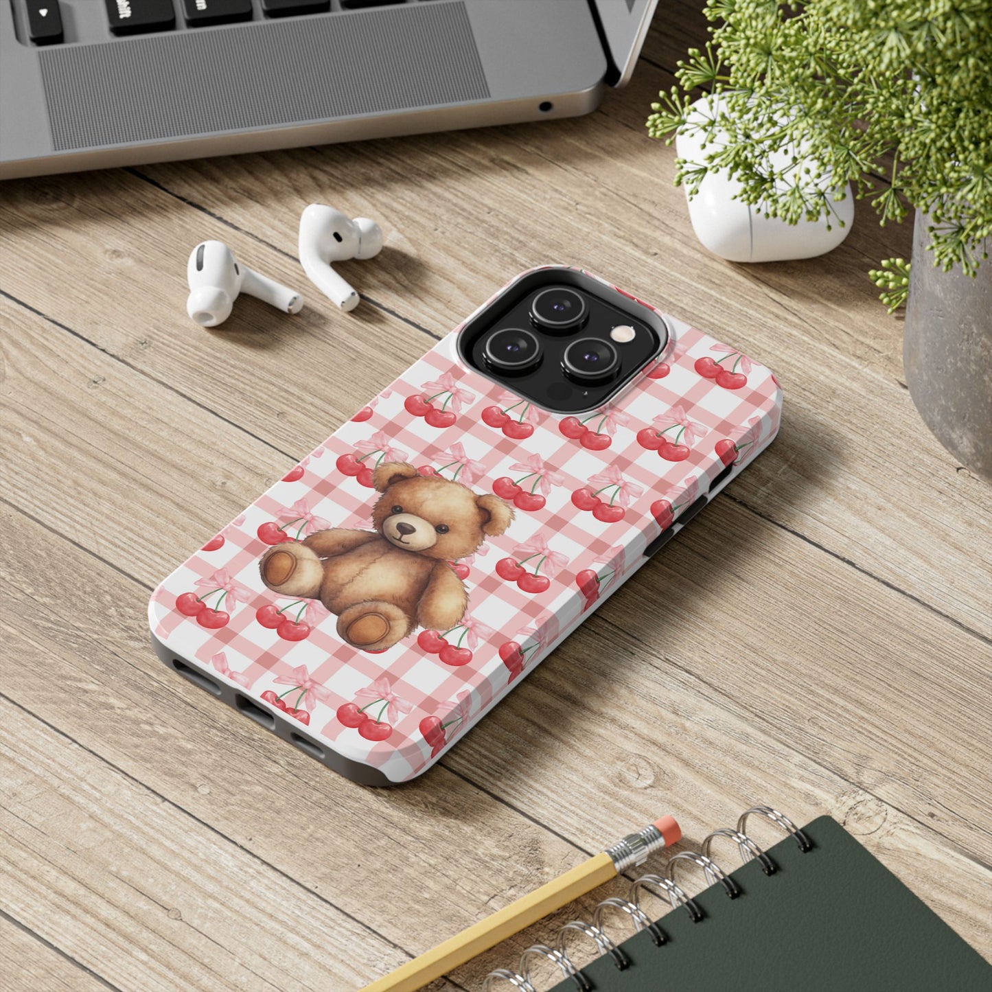 Cute Bear Tough Phone Case, Cherry Style case, Teddy Style Phone Case