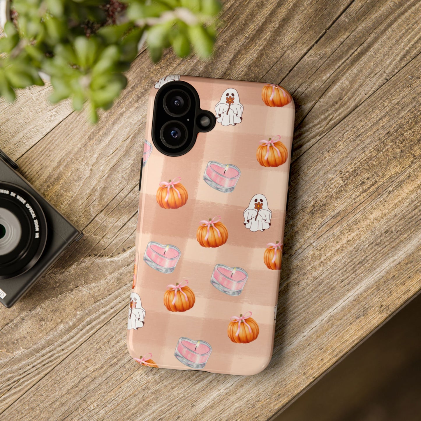 Cute Halloween Phone Case, Tough Cases, Fall Aesthetic Cover, Ghost Pumpkin Design, Spooky Season Accessory