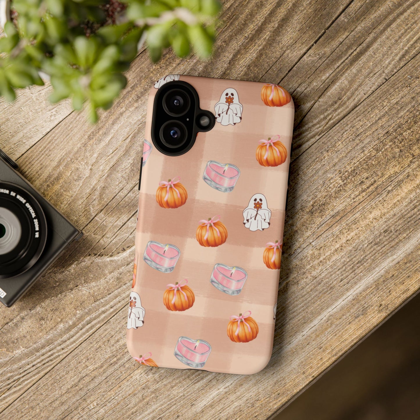 Cute Halloween Phone Case, Tough Cases, Fall Aesthetic Cover, Ghost Pumpkin Design, Spooky Season Accessory