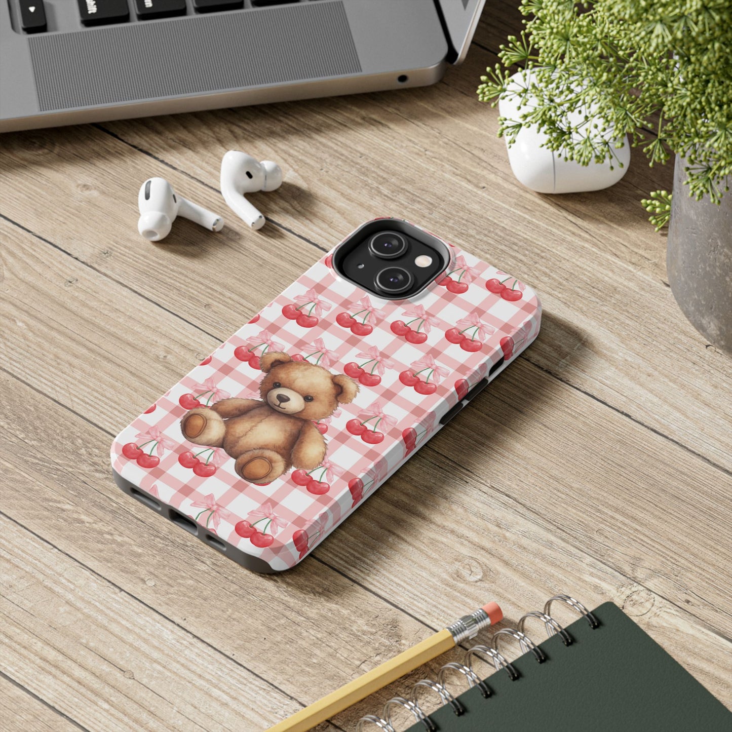 Cute Bear Tough Phone Case, Cherry Style case, Teddy Style Phone Case