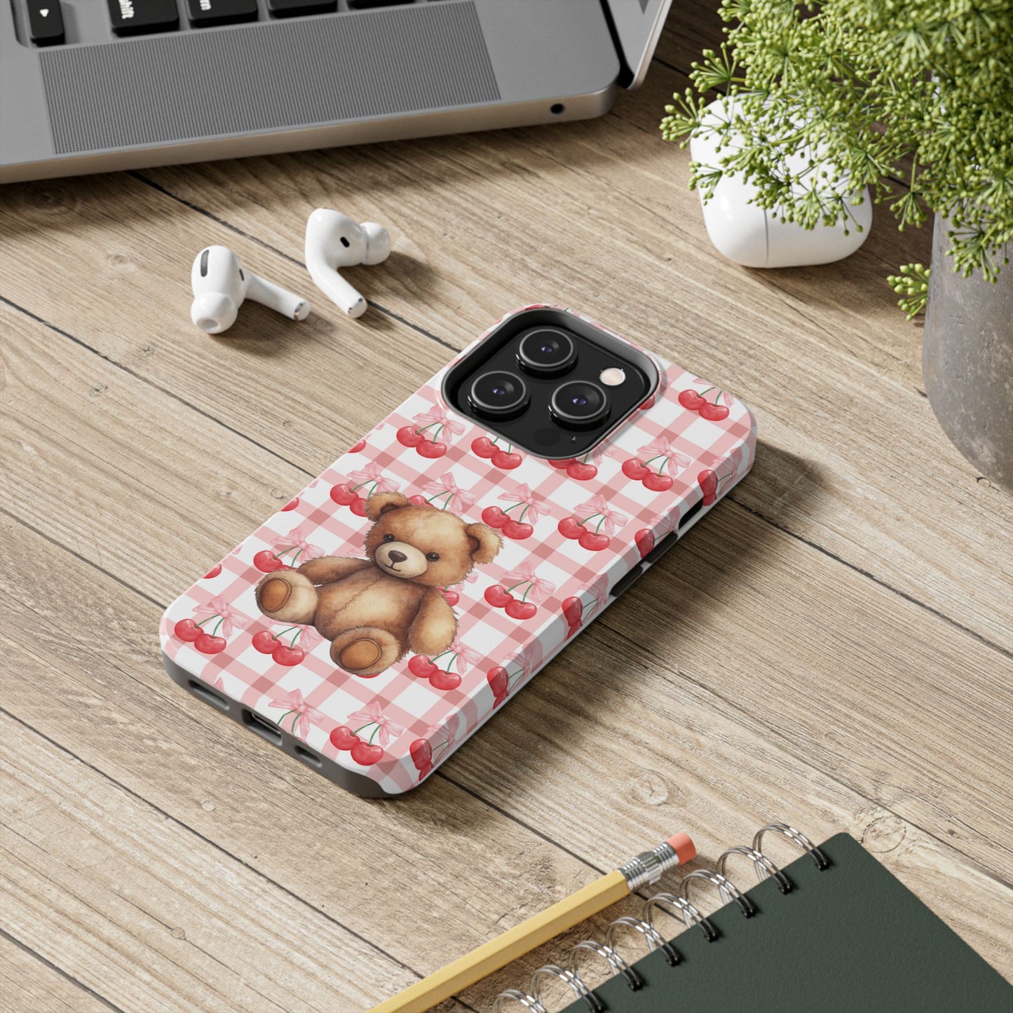 Cute Bear Tough Phone Case, Cherry Style case, Teddy Style Phone Case