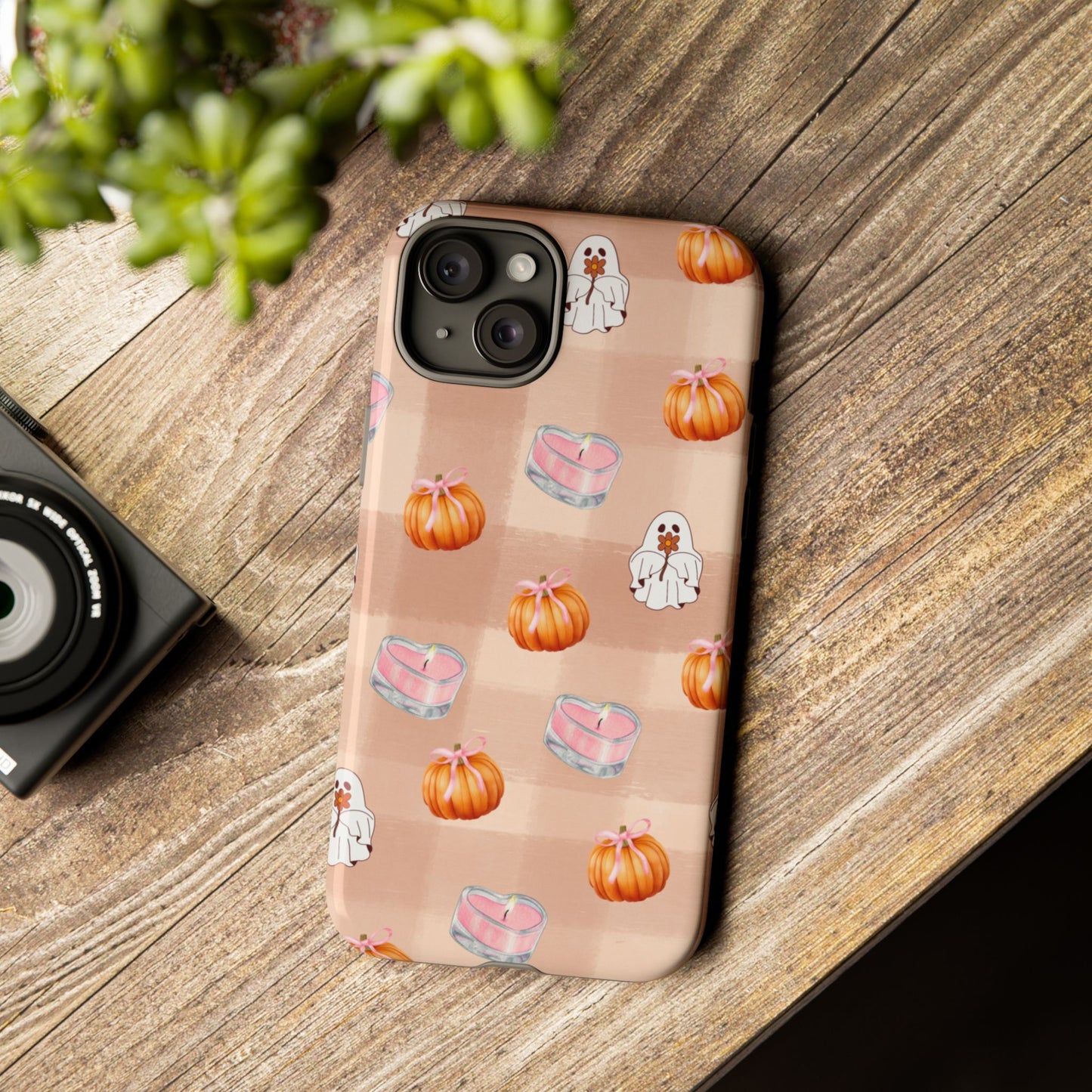 Cute Halloween Phone Case, Tough Cases, Fall Aesthetic Cover, Ghost Pumpkin Design, Spooky Season Accessory