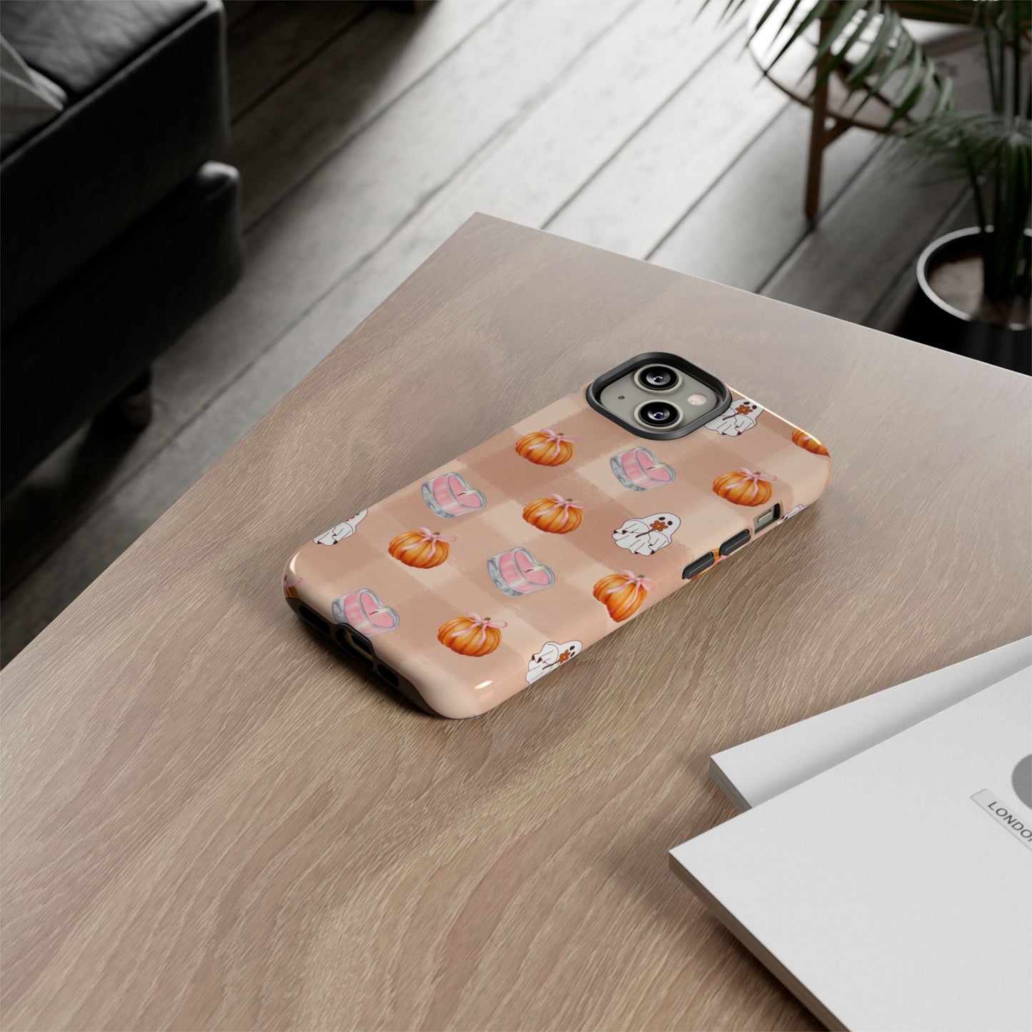 Cute Halloween Phone Case, Tough Cases, Fall Aesthetic Cover, Ghost Pumpkin Design, Spooky Season Accessory