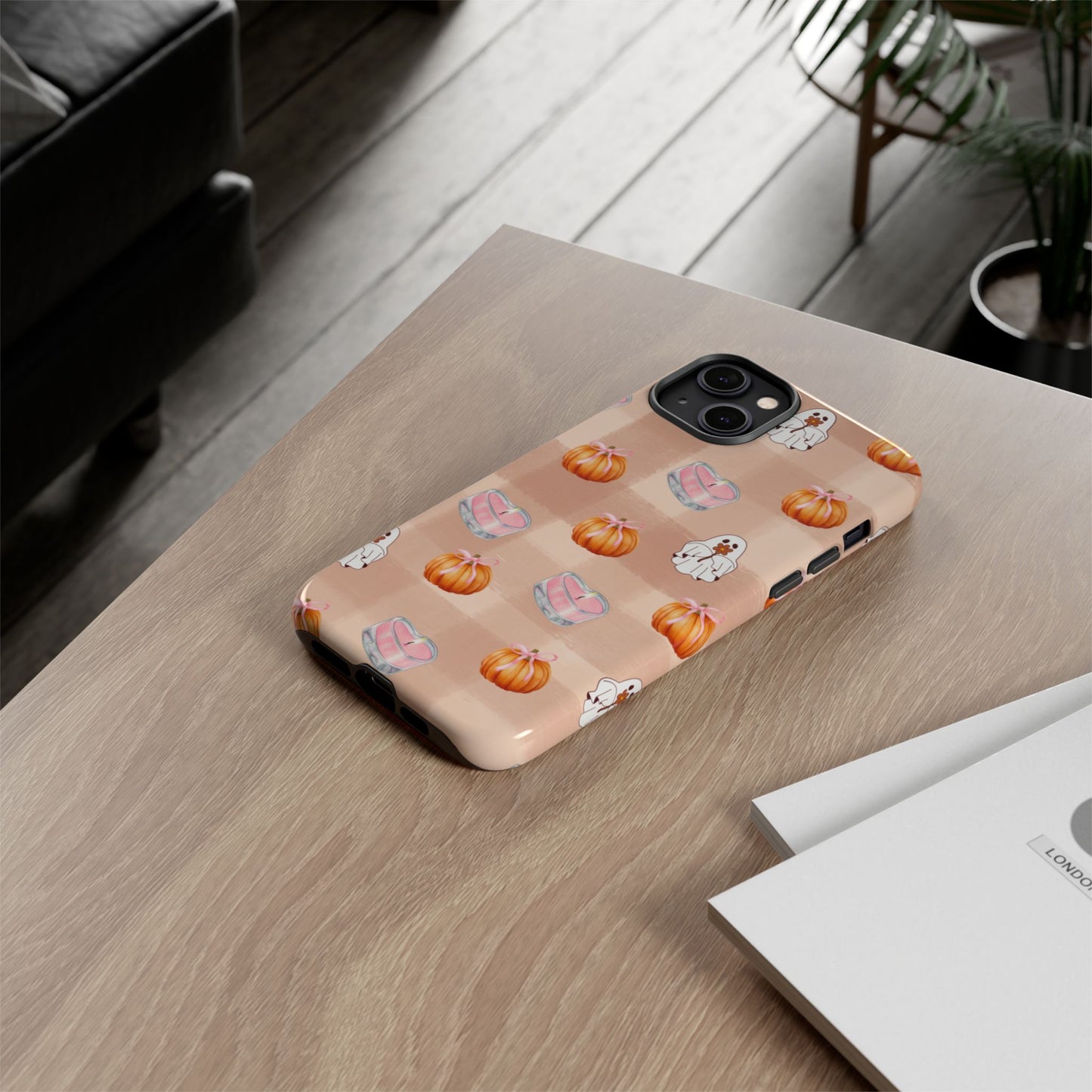 Cute Halloween Phone Case, Tough Cases, Fall Aesthetic Cover, Ghost Pumpkin Design, Spooky Season Accessory
