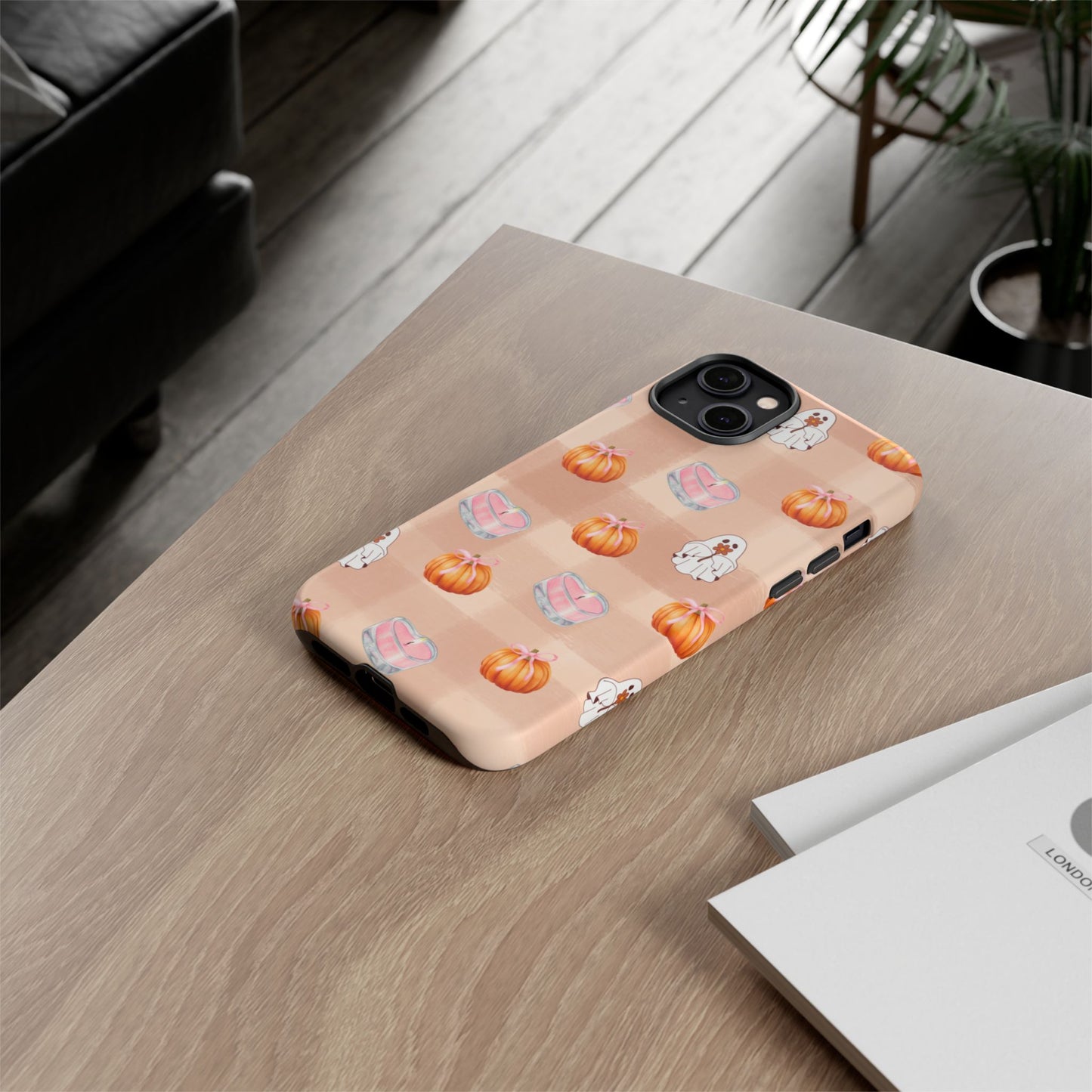 Cute Halloween Phone Case, Tough Cases, Fall Aesthetic Cover, Ghost Pumpkin Design, Spooky Season Accessory