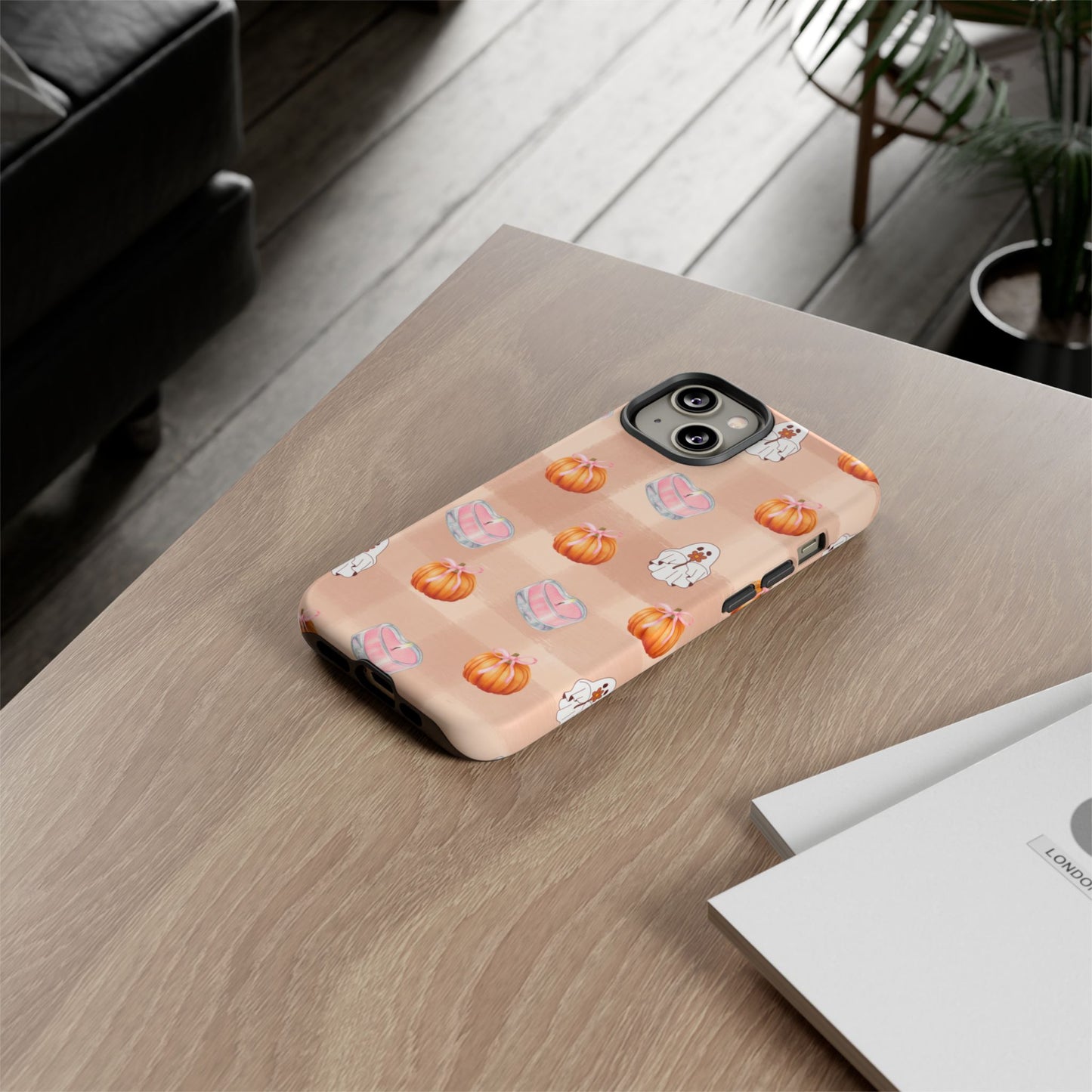 Cute Halloween Phone Case, Tough Cases, Fall Aesthetic Cover, Ghost Pumpkin Design, Spooky Season Accessory