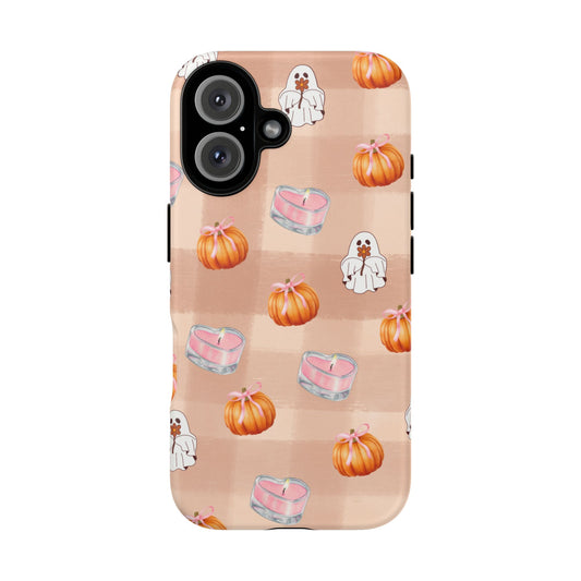 Cute Halloween Phone Case, Tough Cases, Fall Aesthetic Cover, Ghost Pumpkin Design, Spooky Season Accessory
