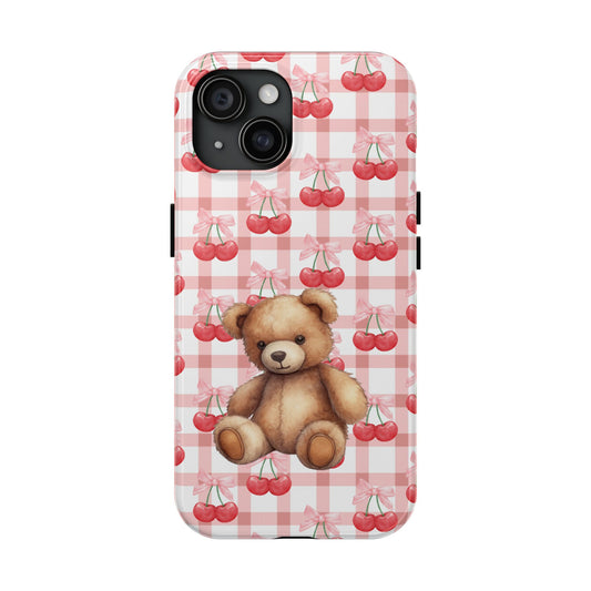 Cute Bear Tough Phone Case, Cherry Style case, Teddy Style Phone Case