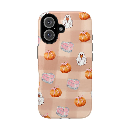 Cute Halloween Phone Case, Tough Cases, Fall Aesthetic Cover, Ghost Pumpkin Design, Spooky Season Accessory