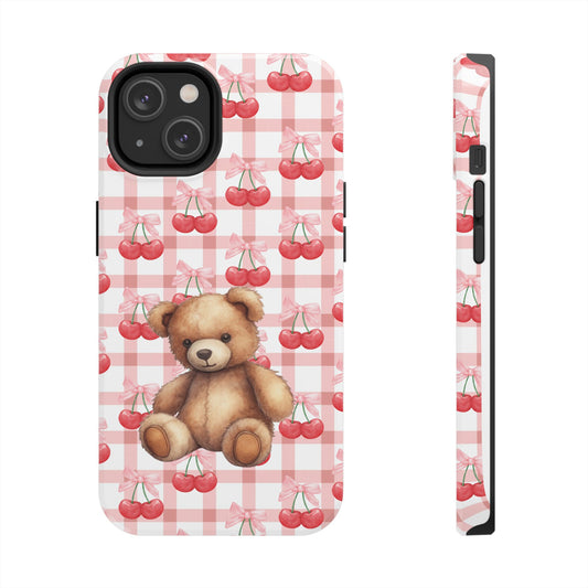 Cute Bear Tough Phone Case, Cherry Style case, Teddy Style Phone Case